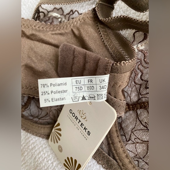 NWT Gorteks Lace Underwire Demi Bra in Mocha - Picture 14 of 14